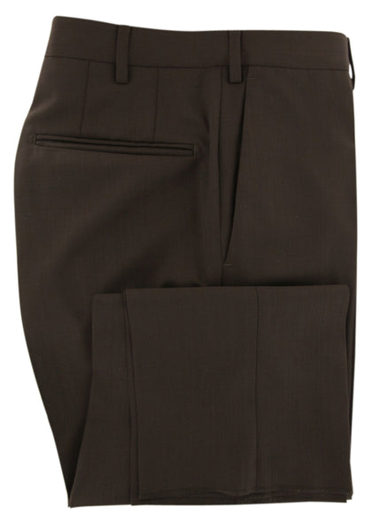 Incotex Dark Brown Solid Wool Pants - Slim - (0S) - Parent