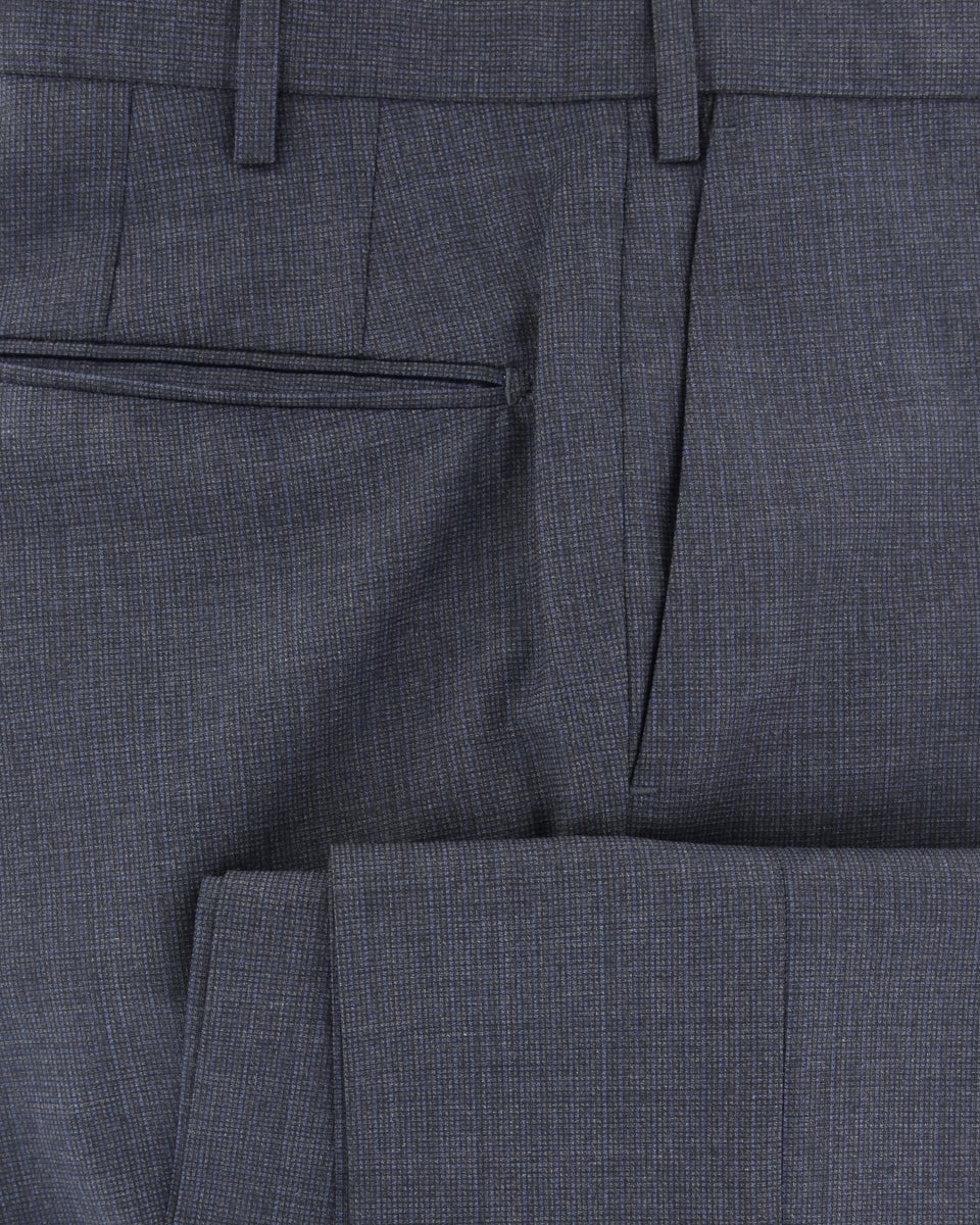 Incotex Dark Blue Micro-Houndstooth Wool Pants - Slim - (DA) - Parent