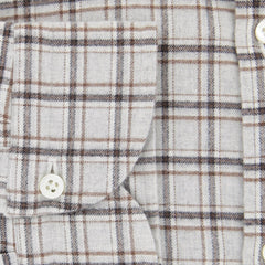 Isaia Light Gray Plaid Flannel Shirt - Extra Slim - (4B) - Parent