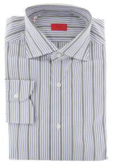 Isaia Blue Striped Cotton Shirt - Slim - (381) - Parent