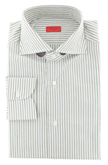 Isaia Green Striped Cotton Shirt - Slim - 15.75/40 - (257)