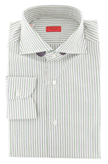 Isaia Green Striped Cotton Shirt - Slim - (257) - Parent