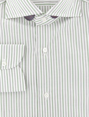 Isaia Green Striped Cotton Shirt - Slim - (257) - Parent