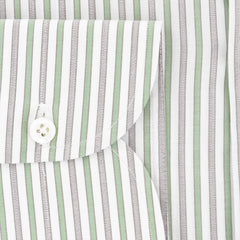 Isaia Green Striped Cotton Shirt - Slim - (257) - Parent