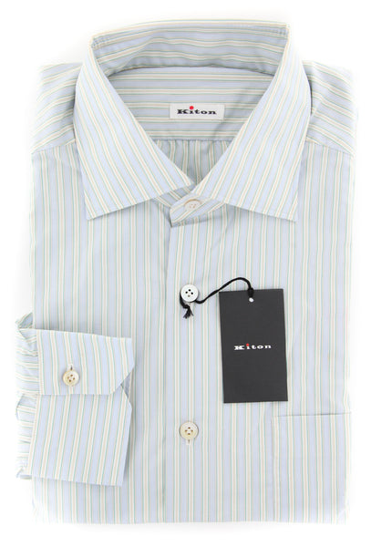 Kiton Light Blue Striped Shirt - Slim - (KTSHRTMULTSTRX22) - Parent