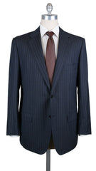 New $8700 Kiton Navy Blue Super 180's Striped Suit - (UA811Z4913R7) - Parent