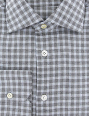 Kiton Gray Check Flannel Shirt - Slim - (655) - Parent