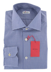 Kiton Blue Micro-Check Cotton Shirt - Slim - 18/45 - (23)