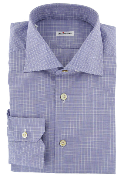 Kiton Blue Plaid Cotton Shirt - Slim - (3C) - Parent