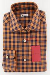 Kiton Orange Plaid Cotton Blend Shirt - Slim - 15.75/40 - (Z2)