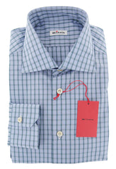 Kiton Light Blue Check Cotton Shirt - Slim - 18/45 - (26)