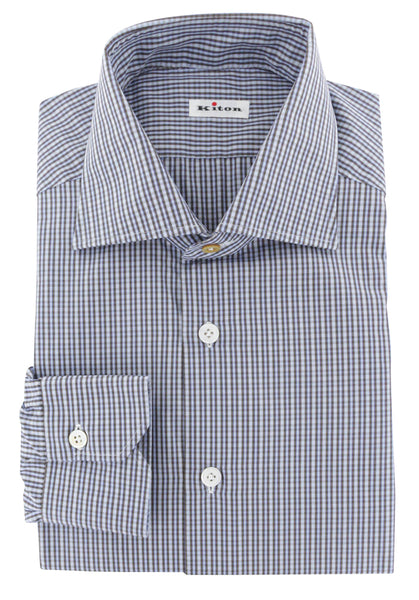 Kiton Light Blue Plaid Cotton Shirt - Slim - (650) - Parent