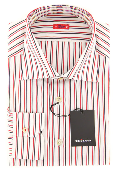 Kiton Off White Striped Shirt - Slim - (KT1212175) - Parent