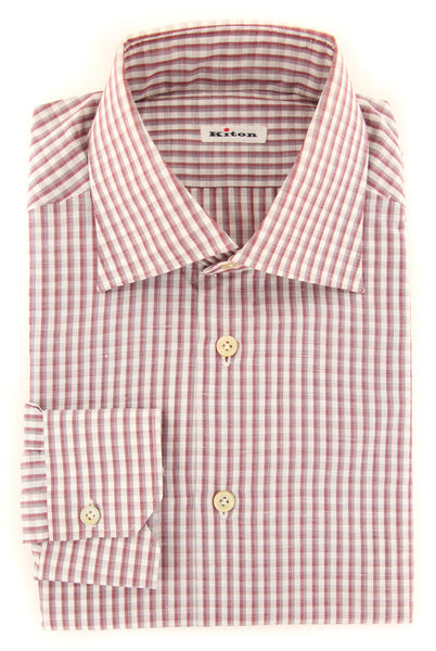 Kiton Red Check Shirt - Slim - (KT-H473904EEA1) - Parent