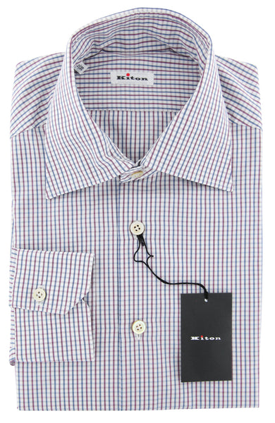 Kiton White Check Shirt - Slim - (KT1251710) - Parent