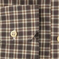 Kiton Caramel Brown Window Pane Shirt - Slim - (KT1122176) - Parent