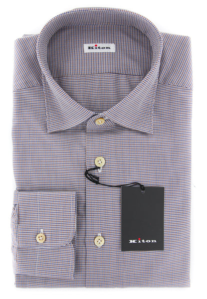 Kiton Brown Micro-Houndstooth Shirt - Slim - (KT912173) - Parent