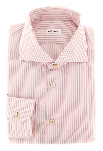 Kiton Cream Striped Shirt - Slim - (KT109175) - Parent