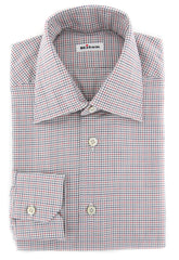 Kiton Red Micro-Check Shirt - Slim - 15.75/40 - (KT111173)