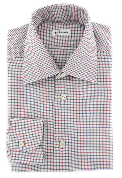 Kiton Red Micro-Check Shirt - Slim - (KT111173) - Parent