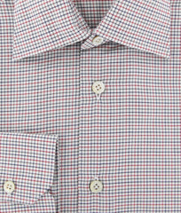Kiton Red Micro-Check Shirt - Slim - (KT111173) - Parent