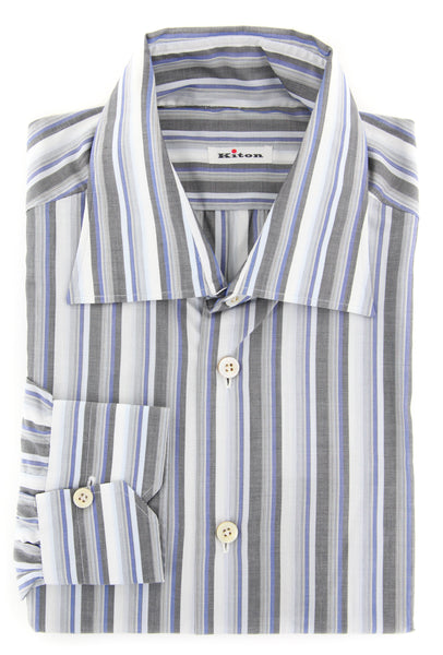 Kiton Charcoal Gray Striped Shirt - Slim - (KTUCFTH38842CJA1) - Parent