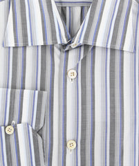 Kiton Charcoal Gray Striped Shirt - Slim - (KTUCFTH38842CJA1) - Parent