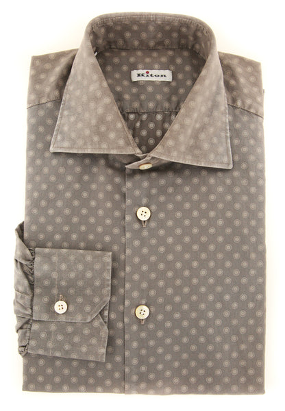 Kiton Brown Polka Dot Shirt - Slim - (KTUCFTH47087FAA1) - Parent