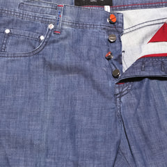 Kiton Denim Blue Solid Cotton Blend Pants - Slim - (1020) - Parent
