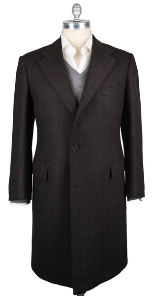 Kiton Brown Wool Blend Herringbone Coat - (US0311D4301) - Parent