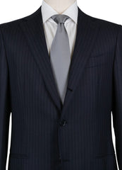 Borrelli Midnight Navy Blue Virgin Wool Striped Suit - (201803092) - Parent