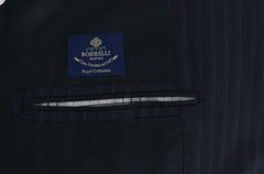 Borrelli Midnight Navy Blue Virgin Wool Striped Suit - (201803092) - Parent