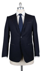Luigi Borrelli Midnight Navy Blue Wool Solid Suit - 46/56 - (201803121)