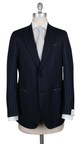 Borrelli Midnight Navy Blue Wool Striped Suit - (201803085) - Parent