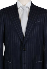 Borrelli Midnight Navy Blue Wool Striped Suit - (201803085) - Parent