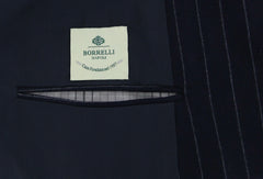 Borrelli Midnight Navy Blue Wool Striped Suit - (201803085) - Parent
