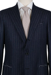 Borrelli Midnight Navy Blue Wool Striped Suit - (201803087) - Parent