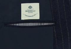 Borrelli Midnight Navy Blue Wool Striped Suit - (201803087) - Parent