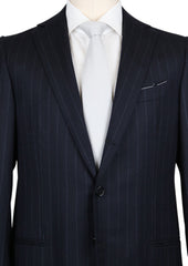 Borrelli Midnight Navy Blue Virgin Wool Striped Suit - (2018030815) - Parent