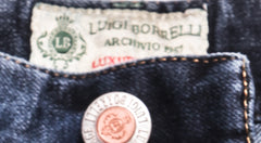 Luigi Borrelli Denim Blue Solid Cotton Blend Pants - Slim - (1019) - Parent
