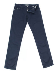 Luigi Borrelli Navy Blue Solid Stretch Pants - Super Slim - (RX) - Parent