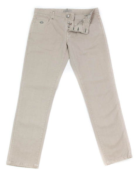 Luigi Borrelli Beige Solid Pants - Super Slim - 32/48 - (CAR4051530)