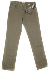 Luigi Borrelli Olive Green Solid Pants - Full - 33/49 - (CHIJ01550)