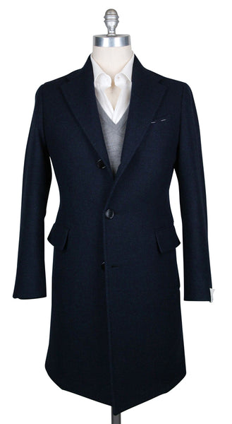 Luigi Borrelli Midnight Navy Blue Wool Coat - (CULB207770) - Parent