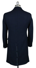 Luigi Borrelli Midnight Navy Blue Wool Coat - (CULB207770) - Parent