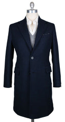 Luigi Borrelli Navy Blue Wool Nail Head Coat - (CULB213270) - Parent