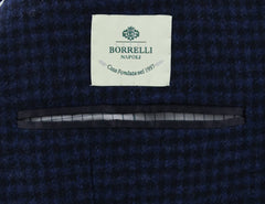 Luigi Borrelli Navy Blue Wool Check Peacoat - (CULB213370) - Parent