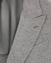 Luigi Borrelli Gray Cashmere Herringbone Coat - (CULB217830) - Parent