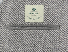 Luigi Borrelli Gray Cashmere Herringbone Coat - (CULB217830) - Parent