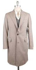 Luigi Borrelli Brown Wool Herringbone Coat - (LBCOAT217960) - Parent